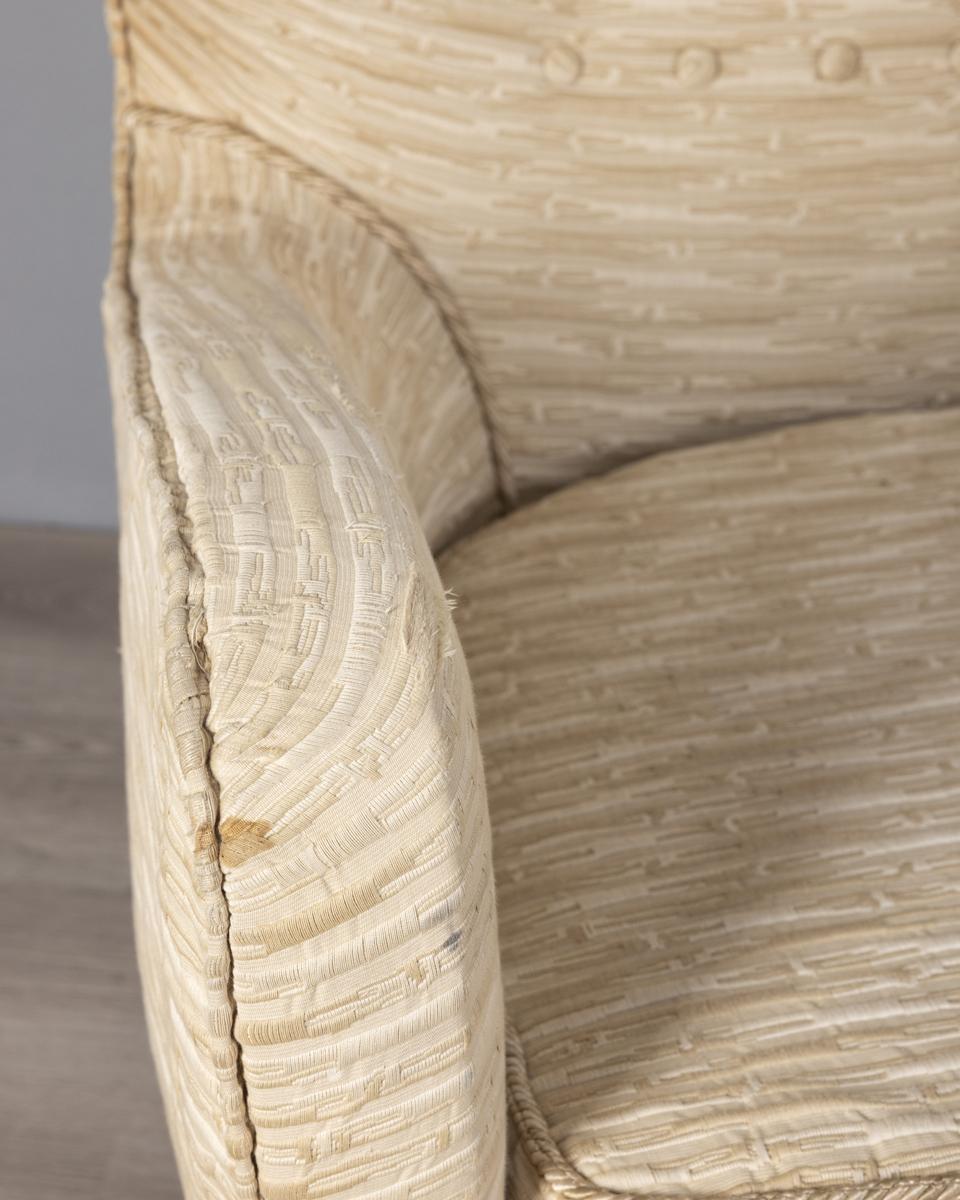 Paire de fauteuils vintage 1950 en tissu blanc design italien en vente 3