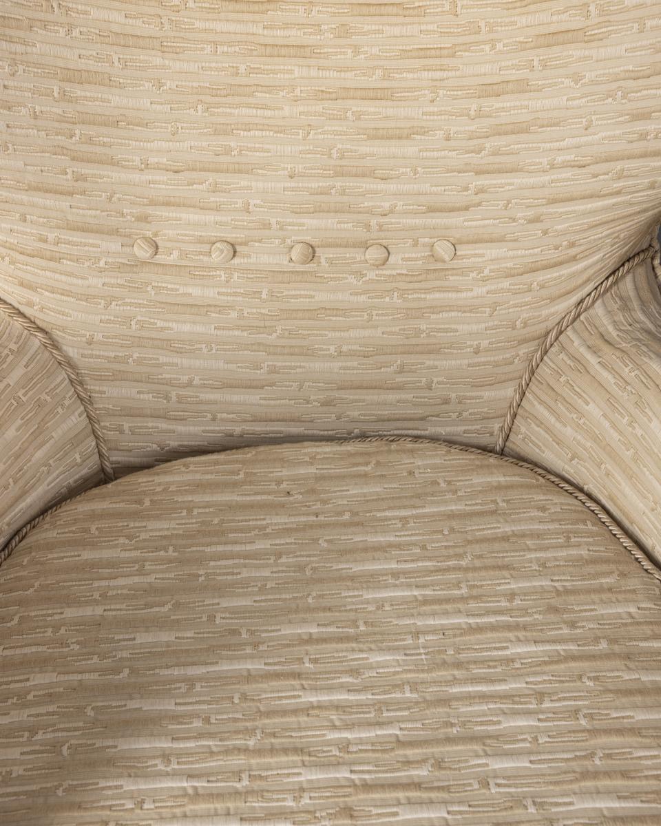 Italian Paire de fauteuils vintage 1950 en tissu blanc design italien en vente