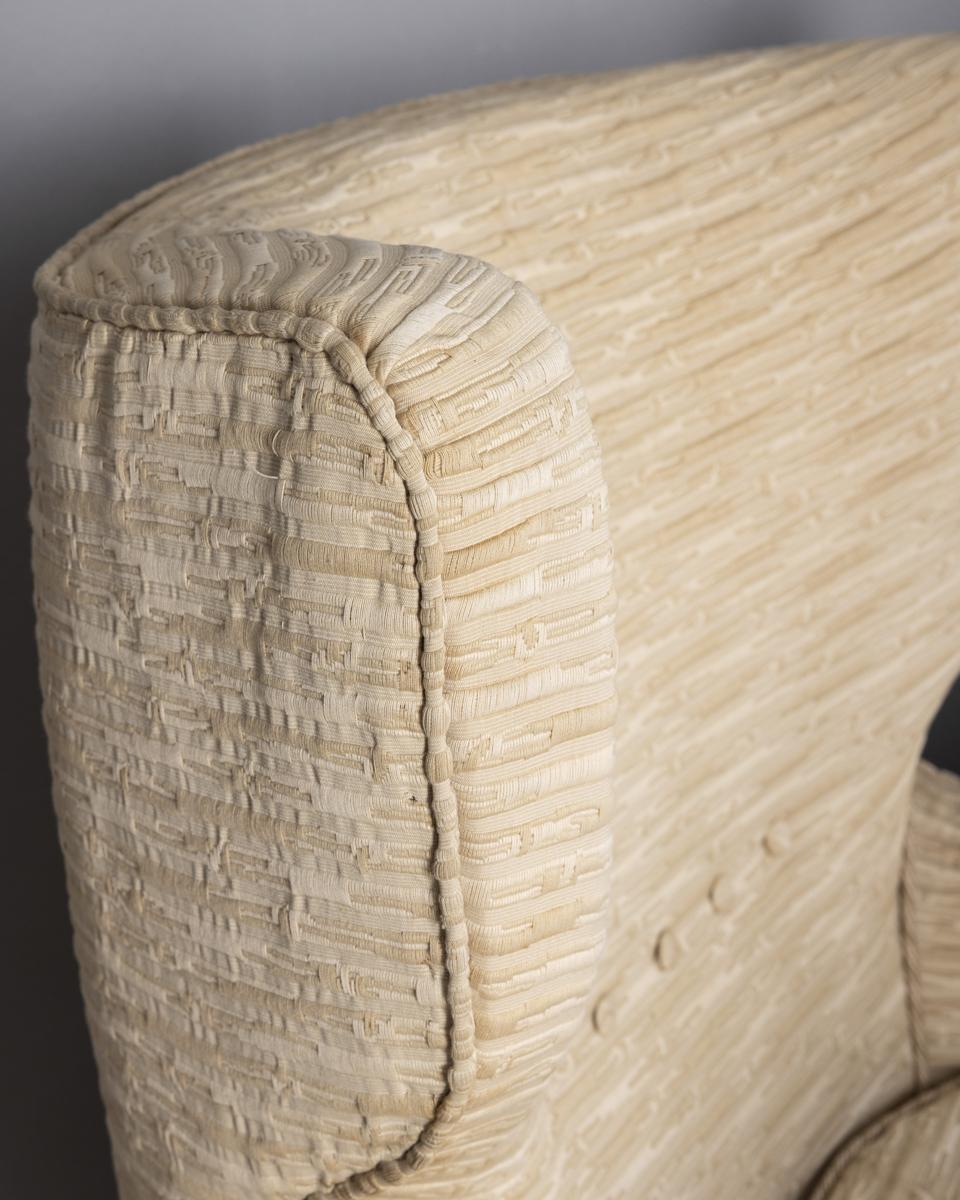 Tissu Paire de fauteuils vintage 1950 en tissu blanc design italien en vente