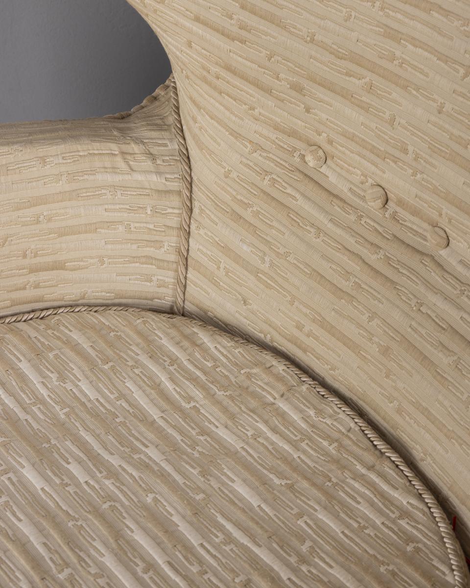 Paire de fauteuils vintage 1950 en tissu blanc design italien en vente 2
