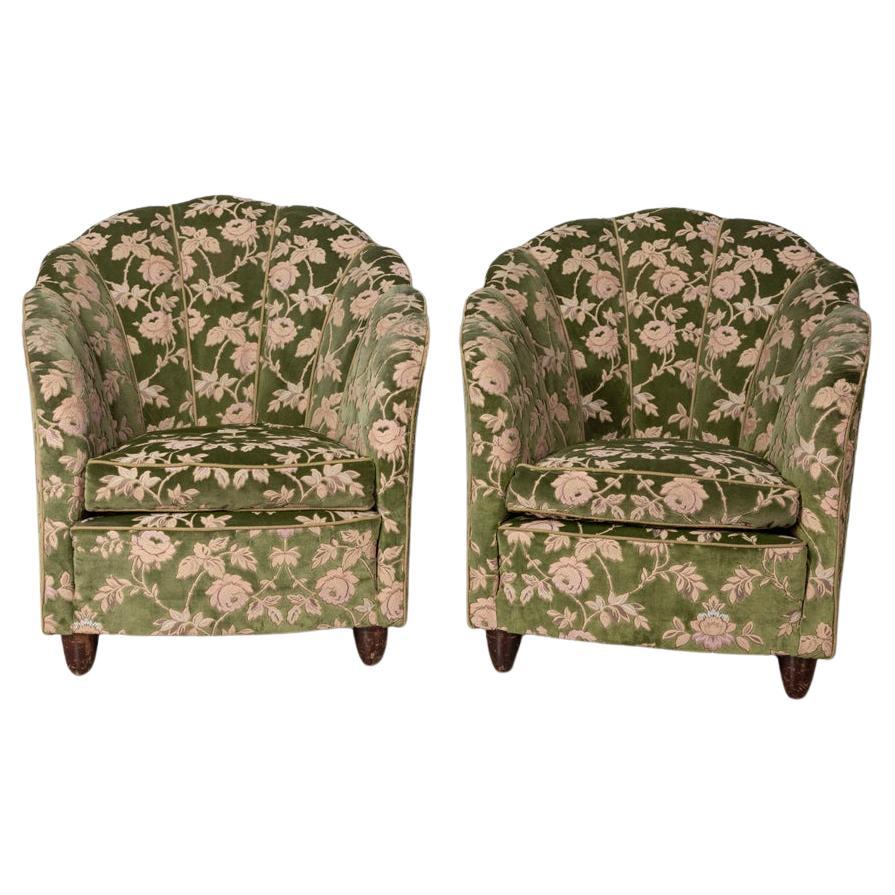 Paar Vintage-Sessel aus den 1950er Jahren mit italienischem Design und geblümtem Stoff