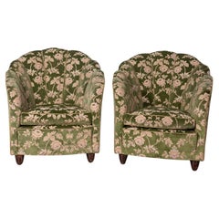 Coppia di poltrone vintage anni 50 in tessuto floreale design Italiano
