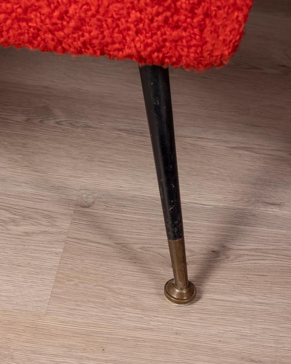 Métal Coppia di poltrone vintage anni 50 tessuto rosso design Italiano en vente