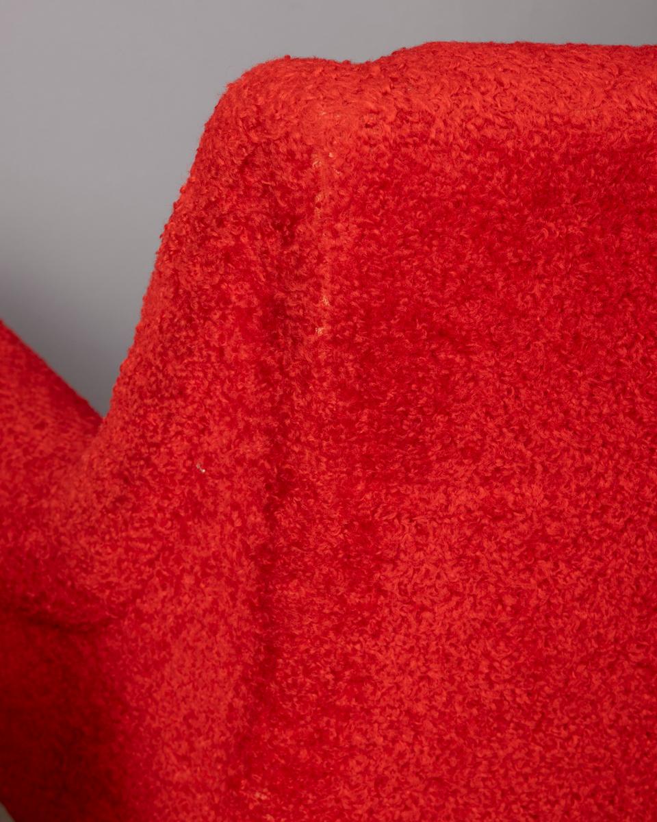 Coppia di poltrone vintage anni 50 tessuto rosso design Italiano en vente 3