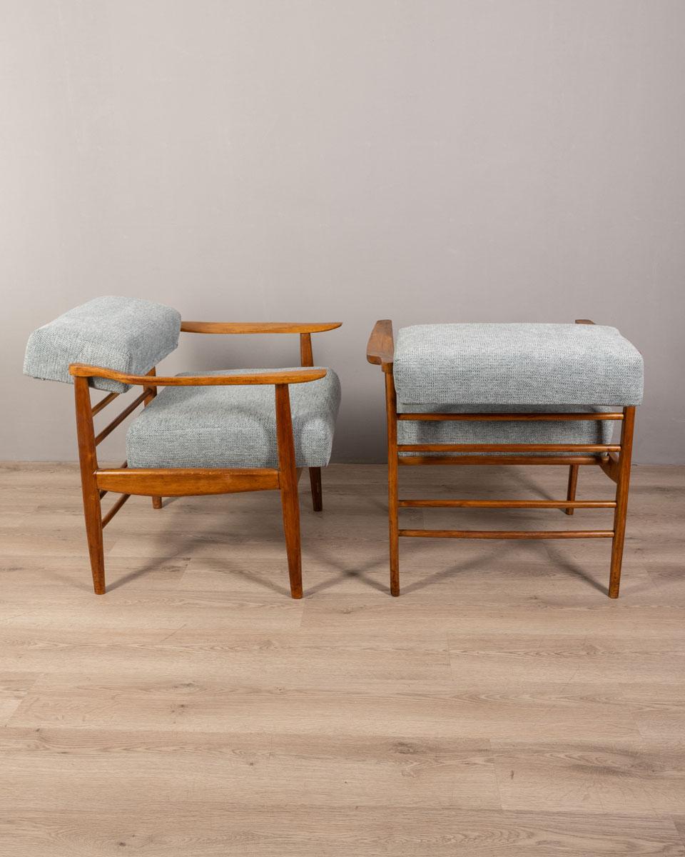 Coppia di poltrone vintage anni 60 in tessuto grigio design Italiano in vendita 1