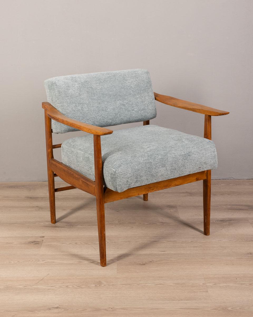 Coppia di poltrone vintage anni 60 in tessuto grigio design Italiano in vendita 3