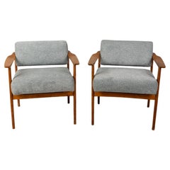 Coppia di poltrone vintage anni 60 in tessuto grigio design Italiano