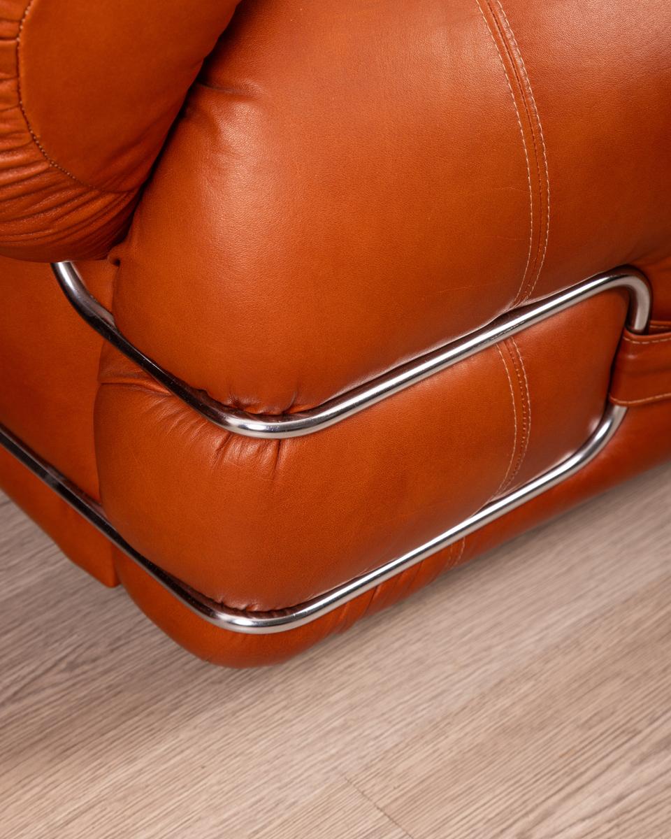 Late 20th Century Paire de fauteuils vintage en cuir et acier des années 70 design italien en vente