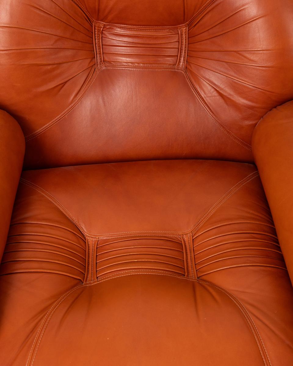 Métal Paire de fauteuils vintage en cuir et acier des années 70 design italien en vente