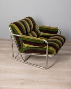 Pair of vintage 1970s velvet armchairs designed by G. Faleschini for Mariani