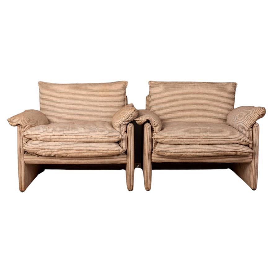 Coppia di poltrone vintage anni 80 in tessuto design Italiano