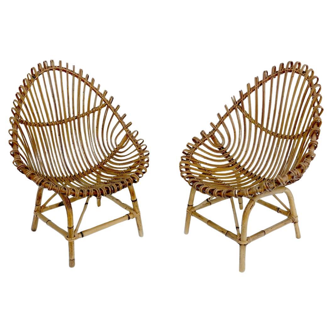 COUPLE of vintage BONACINA-style BAMBU armchairs  For Sale