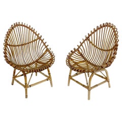 COUPLE of vintage BONACINA-style BAMBU armchairs 