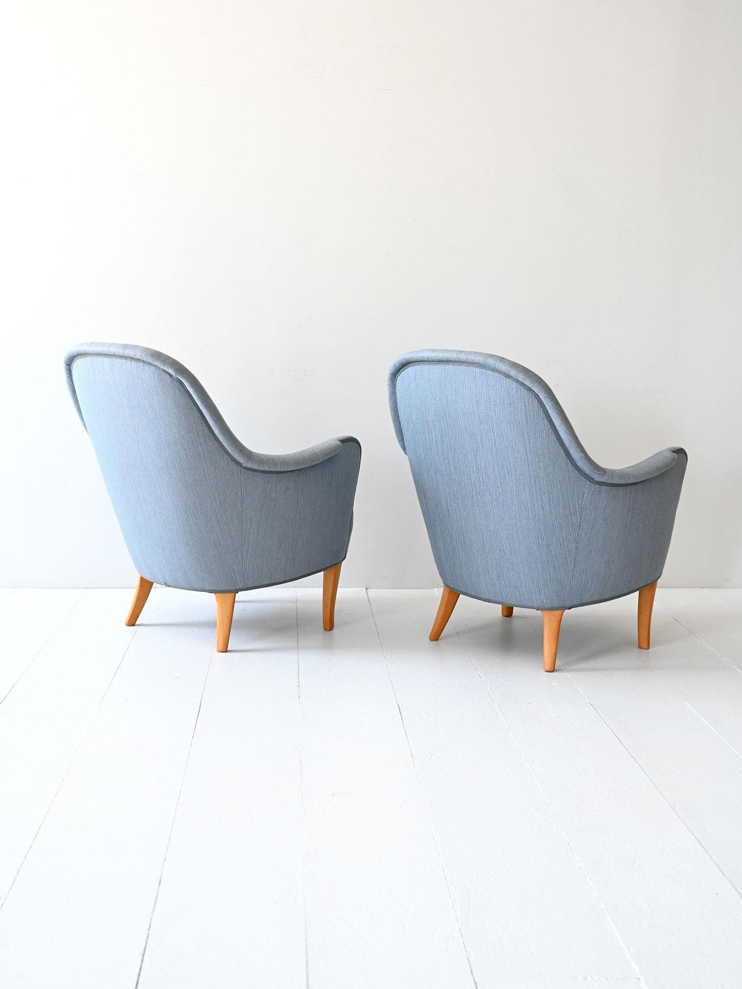 Scandinavian Coppia di poltrone vintage Samsas di Carl Malmsten in vendita