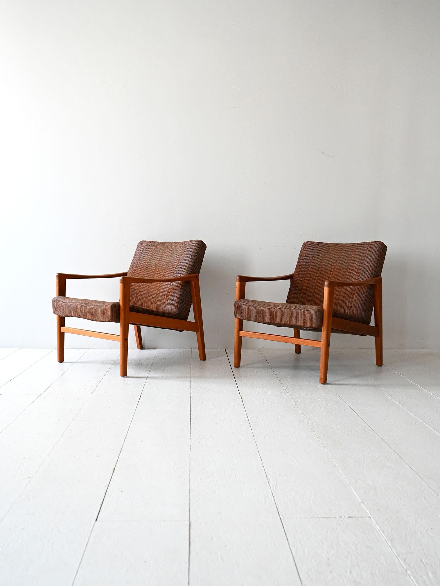 Scandinavo moderno Coppia di poltrone vintage scandinave originali in teak in vendita