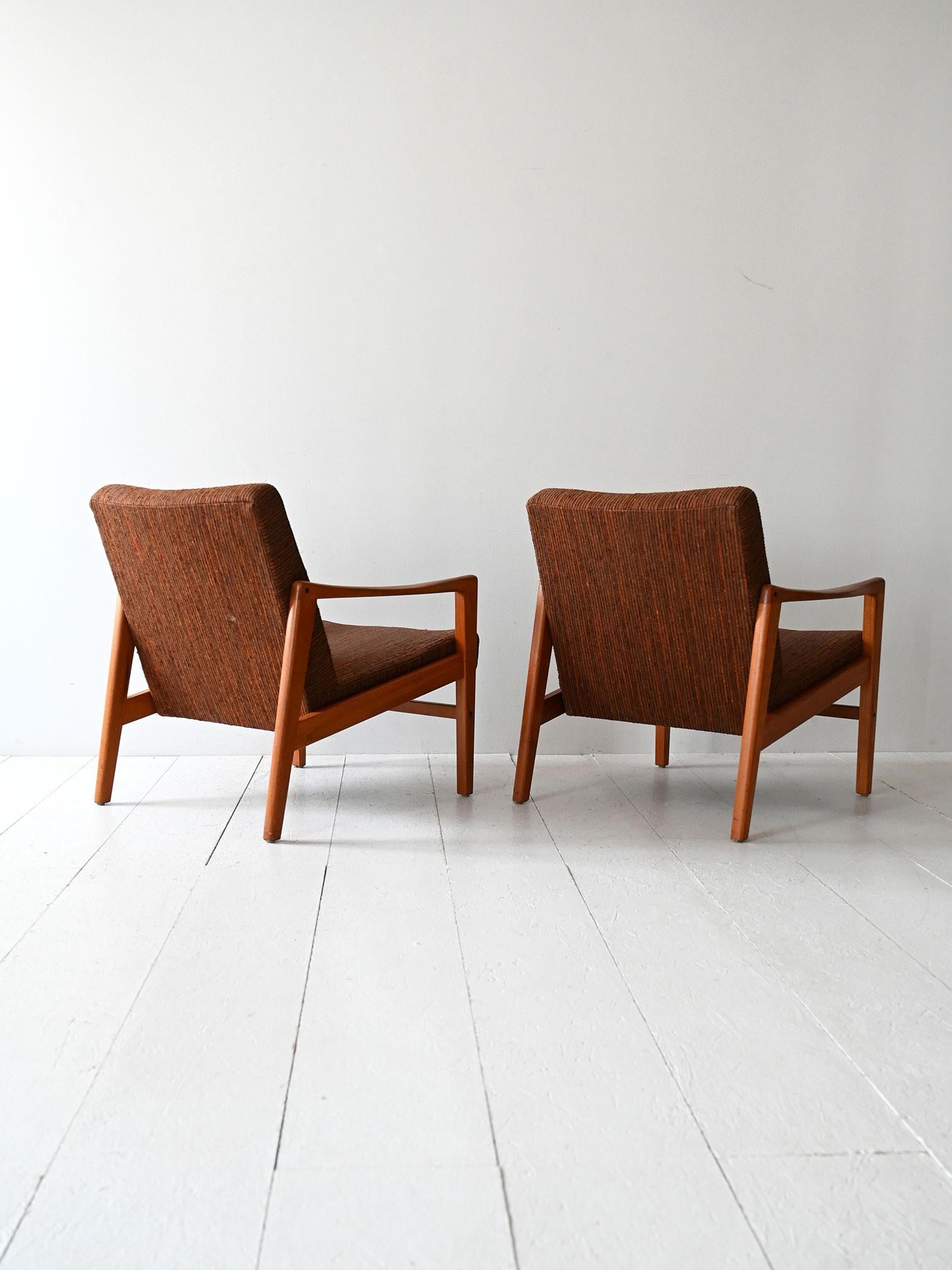 Scandinavian Coppia di poltrone vintage scandinave originali in teak in vendita