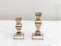 Pair of silver-plated metal candleholders, 20th century