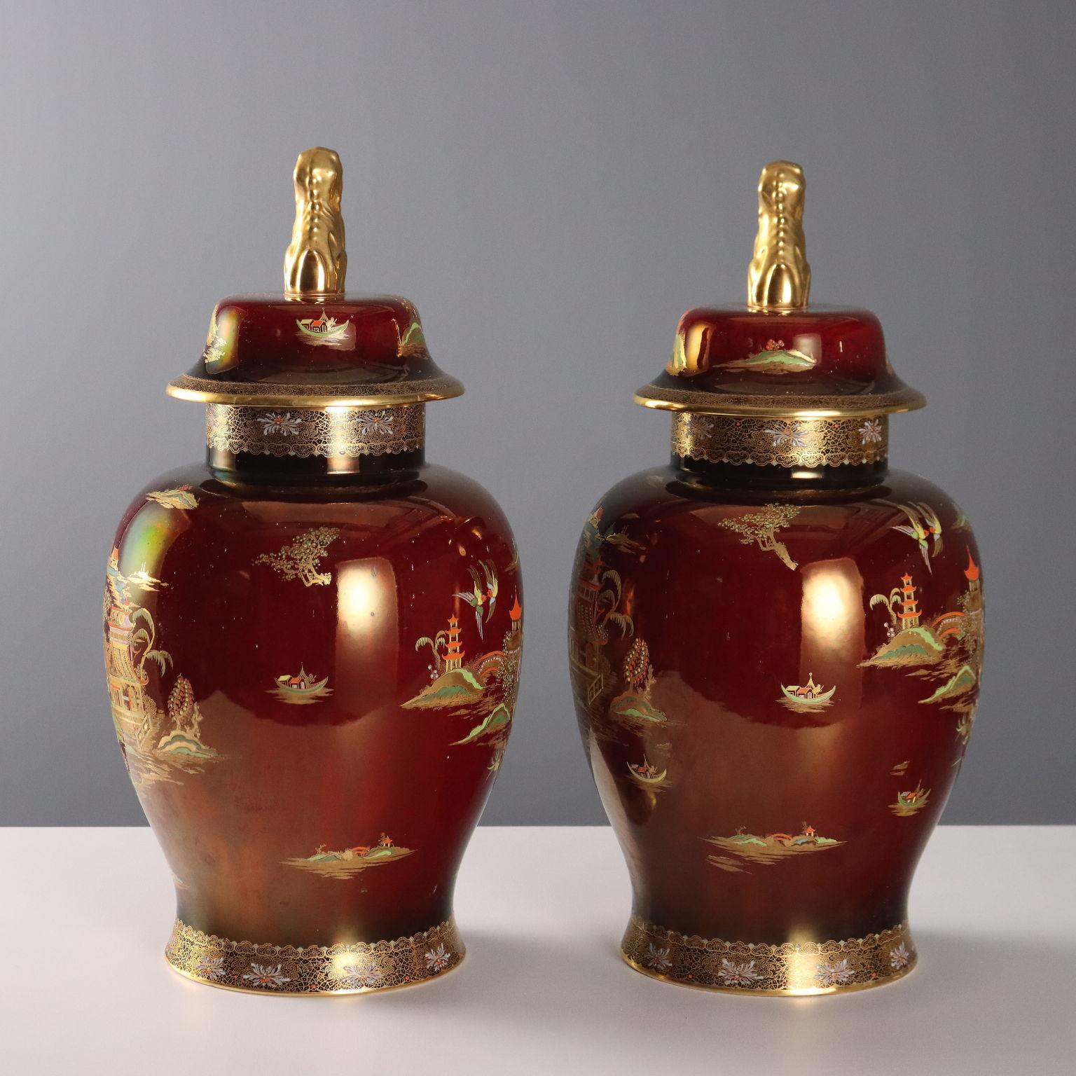 Pair of Potiches in Ceramic Pottery Manufacture Carlton Ware England '900 For Sale 7