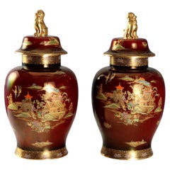 Pair of Potiches in Ceramic Pottery Manufacture Carlton Ware England '900