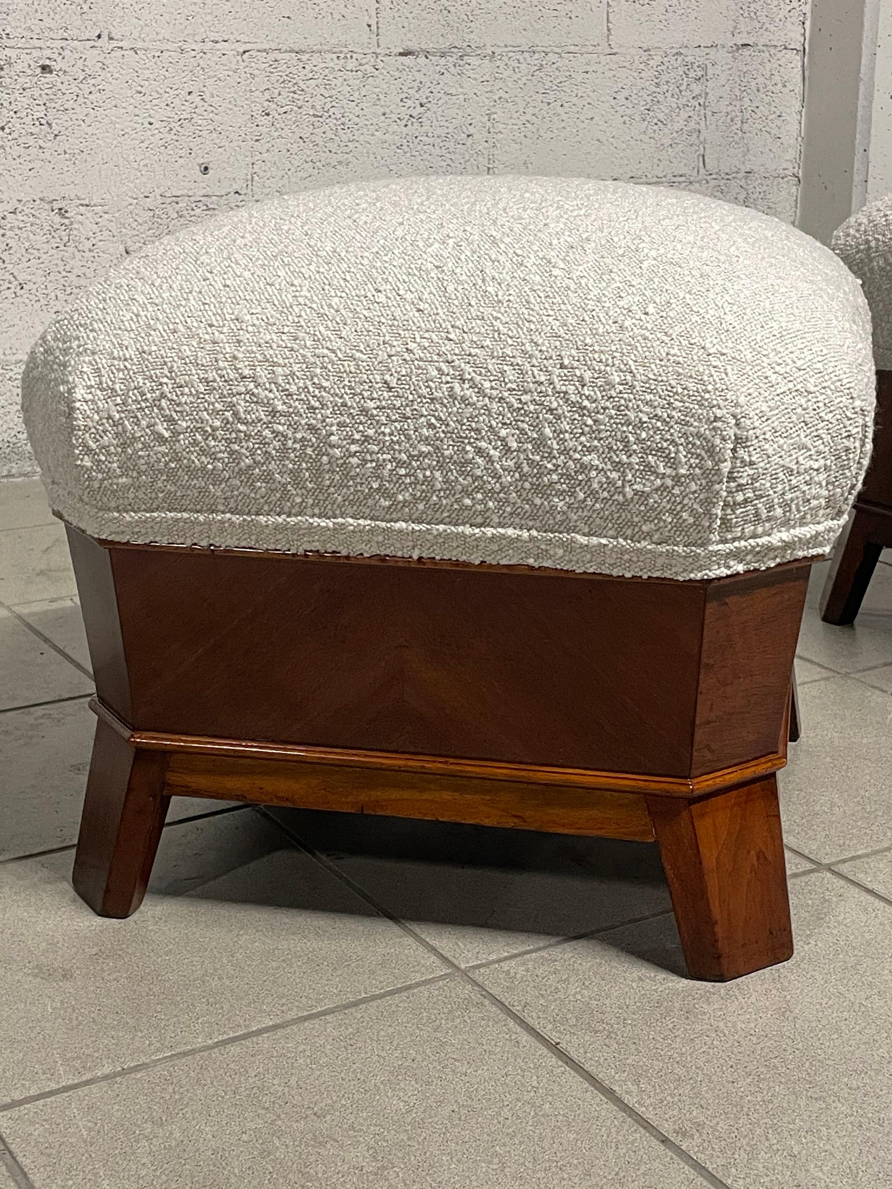 Pair of 1930s mahogany poufs For Sale 5