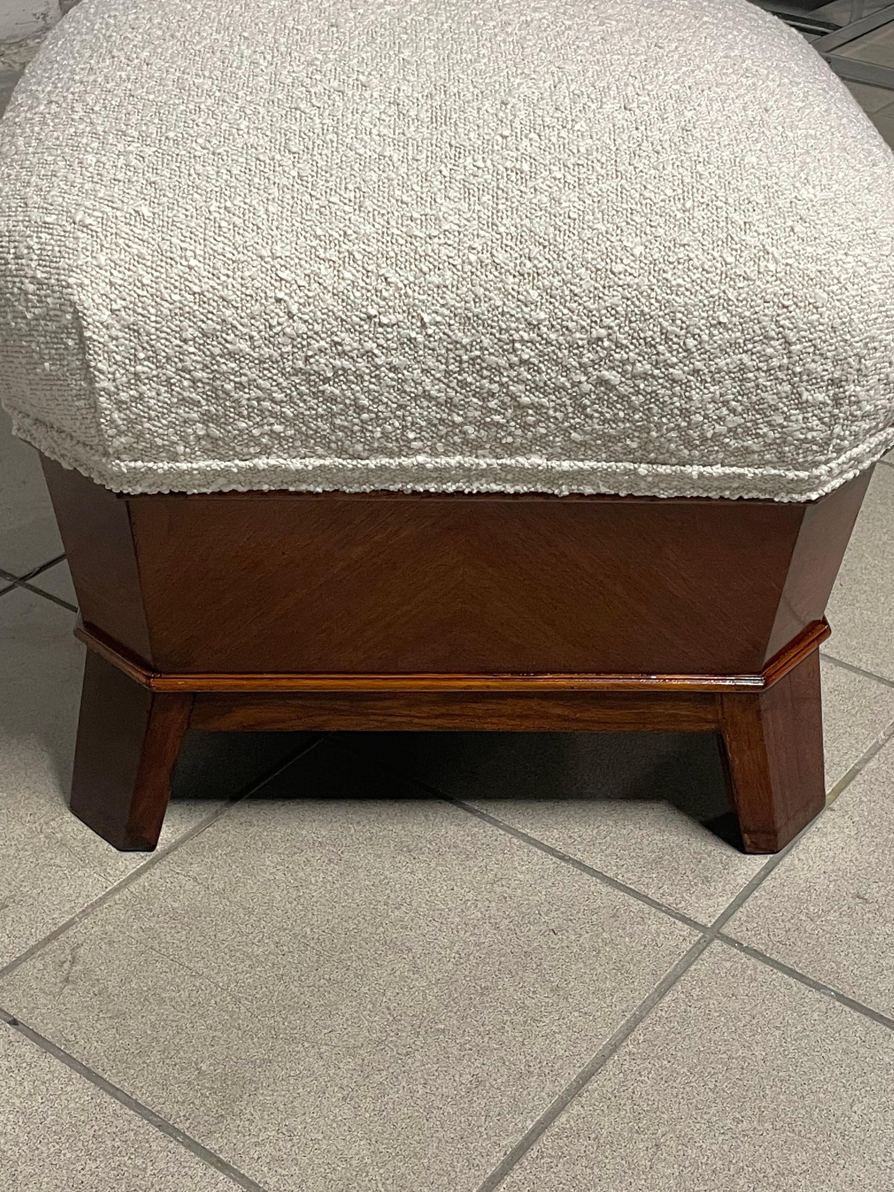 Pair of 1930s mahogany poufs For Sale 8