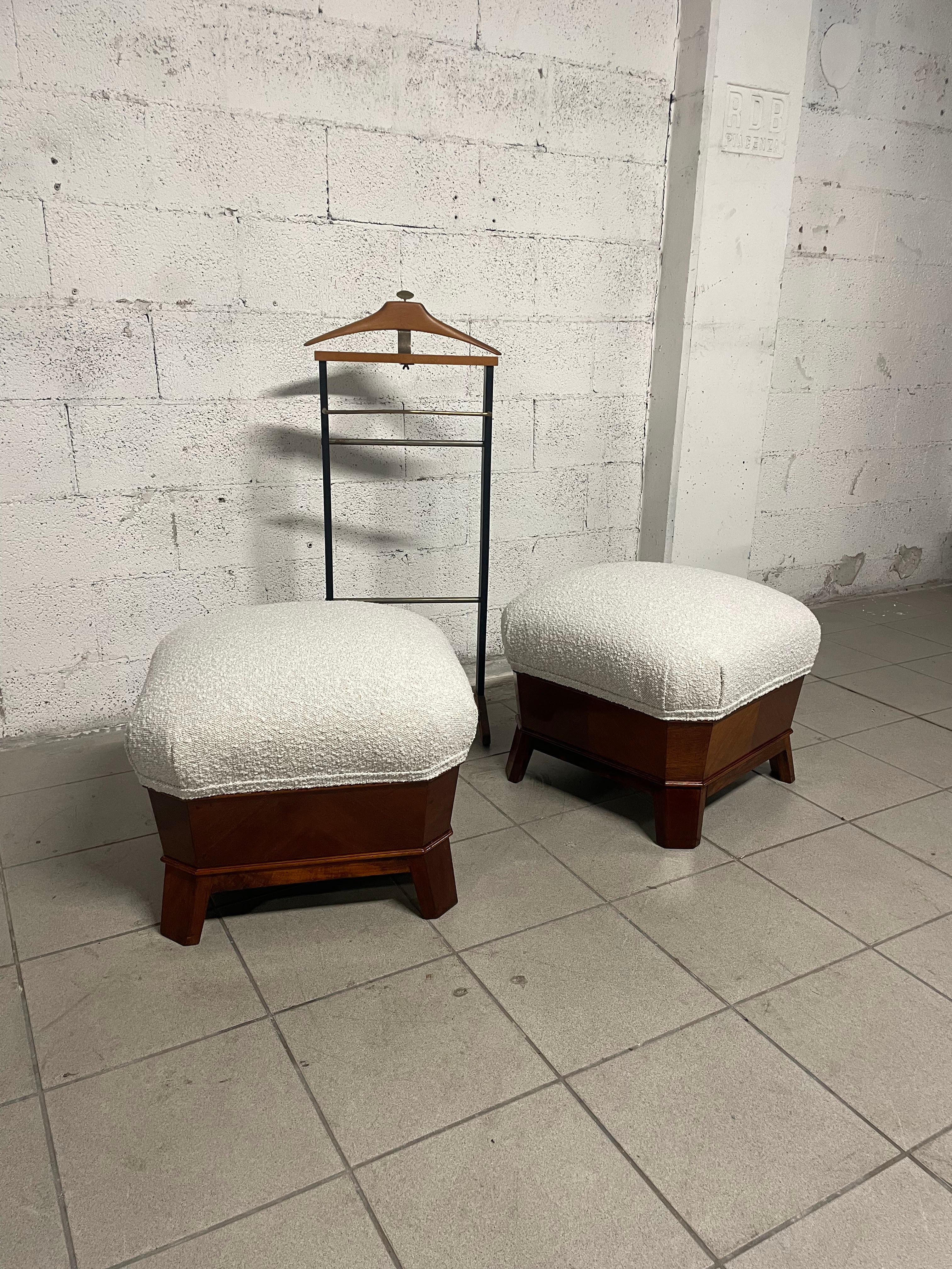 Pair of 1930s mahogany poufs For Sale 13