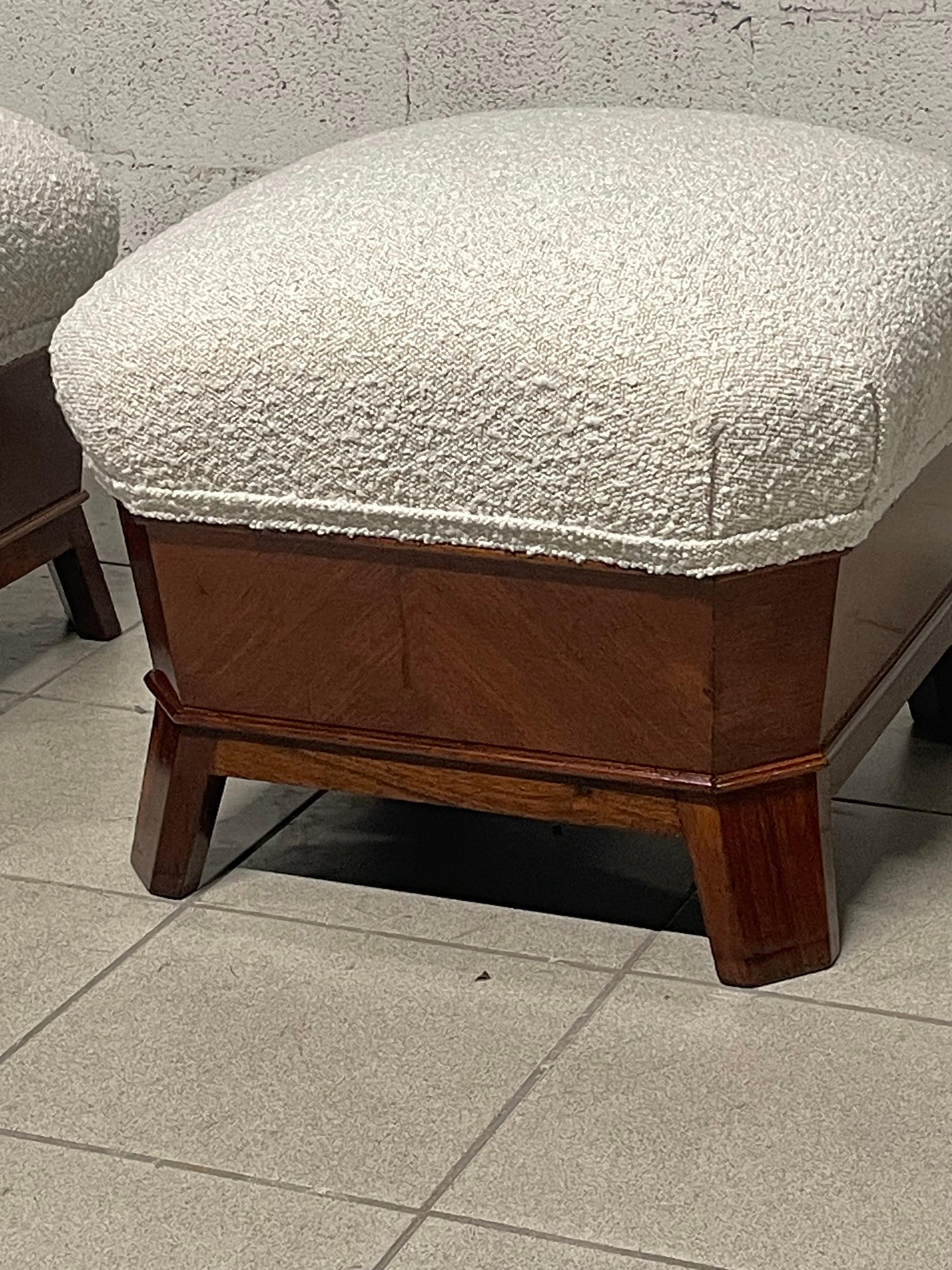 Mid-20th Century Pair of 1930s mahogany poufs For Sale