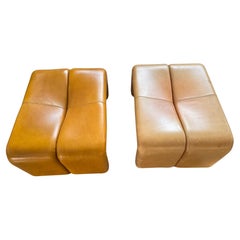 Pair of  cognac-colored pouf model "Coronado" by Afra&Tobia scarpa