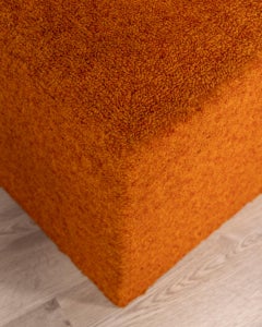 Pair of vintage 80s orange fabric poufs Italian design