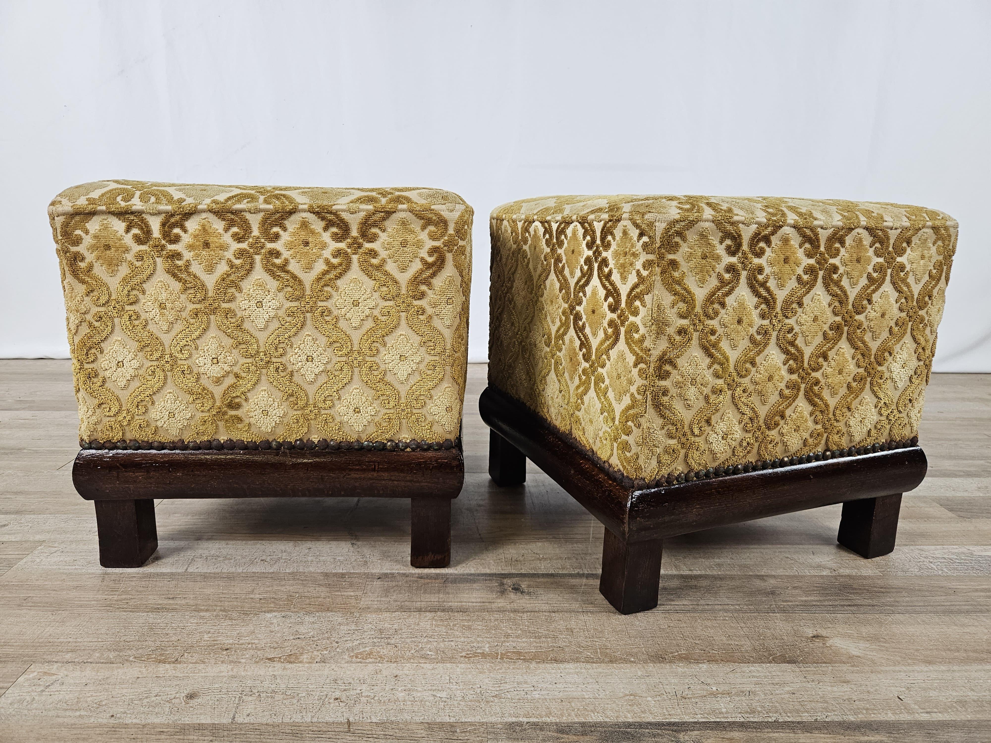 Art déco Paire de poufs Art Déco des années 1930 en vente