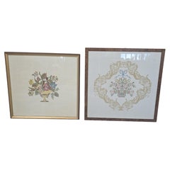 Paar klassische und Shabby-Chic-Stickerei-Gemälde
