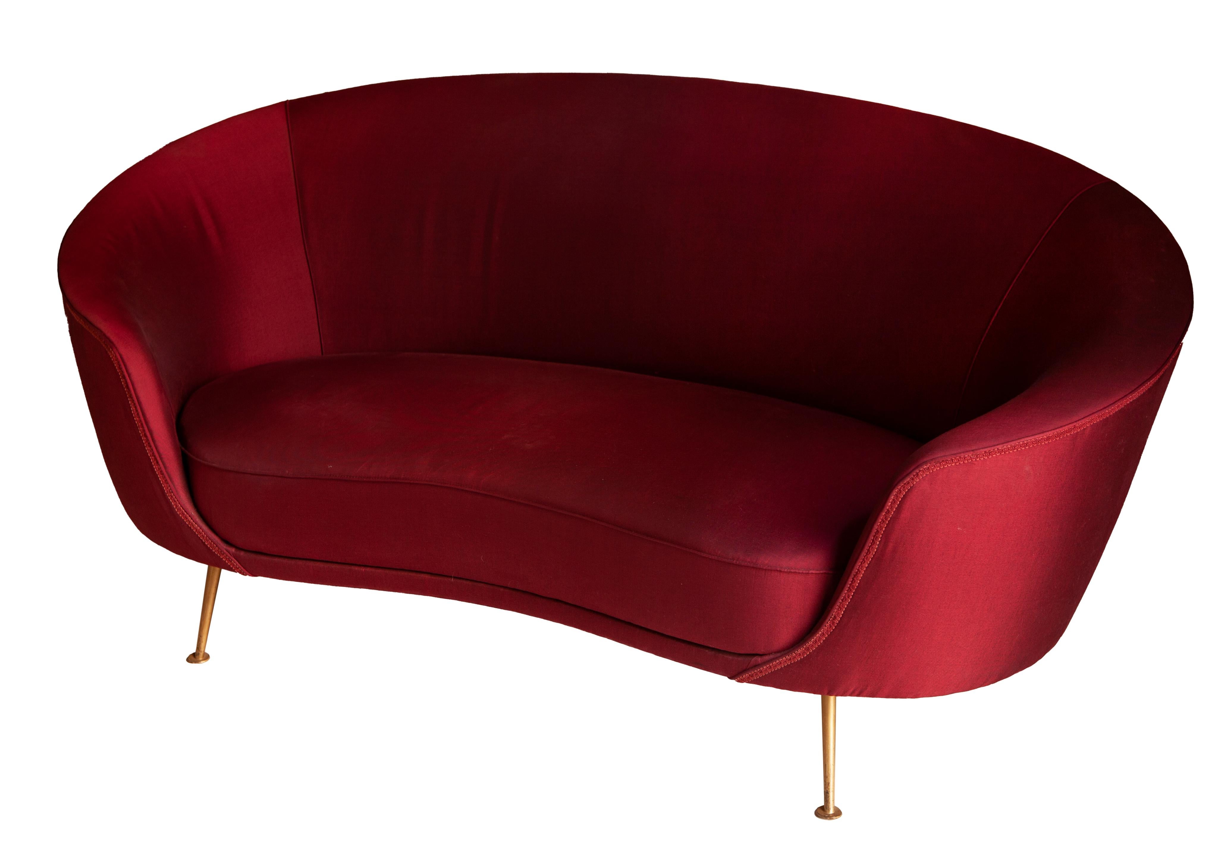 Coppia di rari divani uovo, Ico Parisi, modello 812, 177x77 cm, per Cassina 1953 Latón en venta