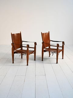 Pair of 1950s safari chairs