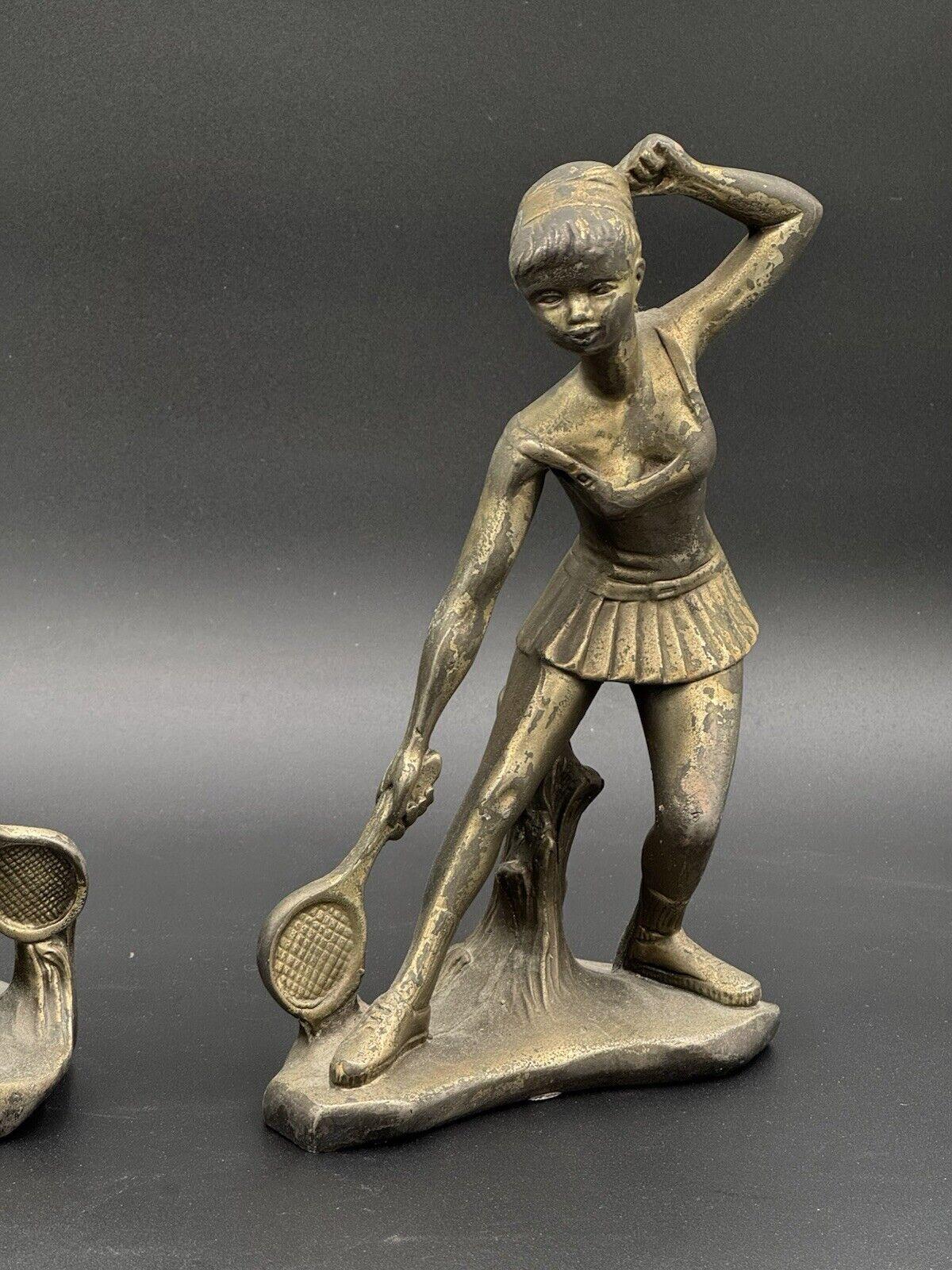 Italian Coppia Di Sculture Art Decò Giovani Ragazzi Tennisti Tennis Anni ‘50 in vendita