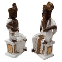 Paire de sculptures en céramique émaillée d'Ugo Zaccagnini & figli, Italie, années 60