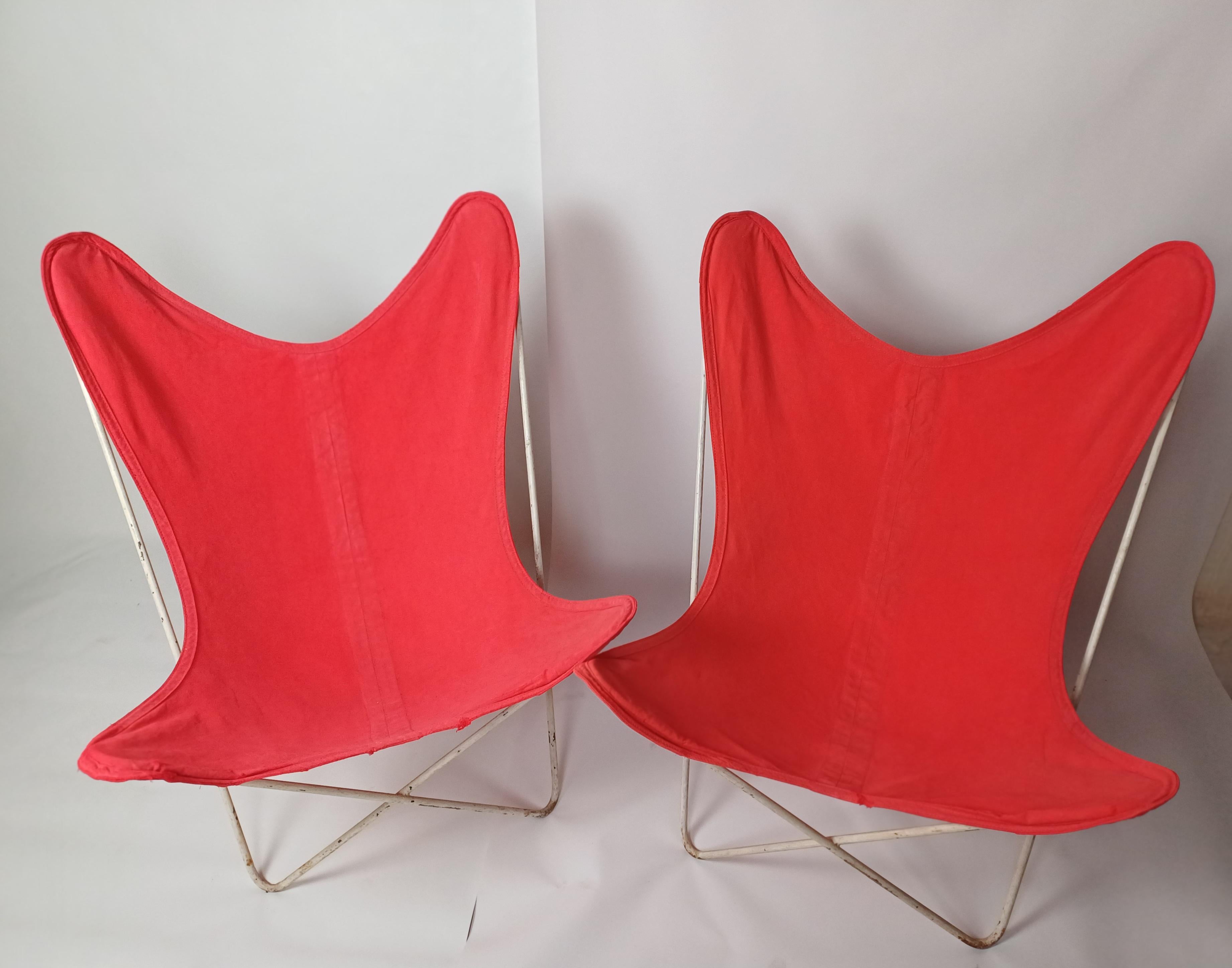 Fabric Coppia di sedia Butterfly anni '70 For Sale