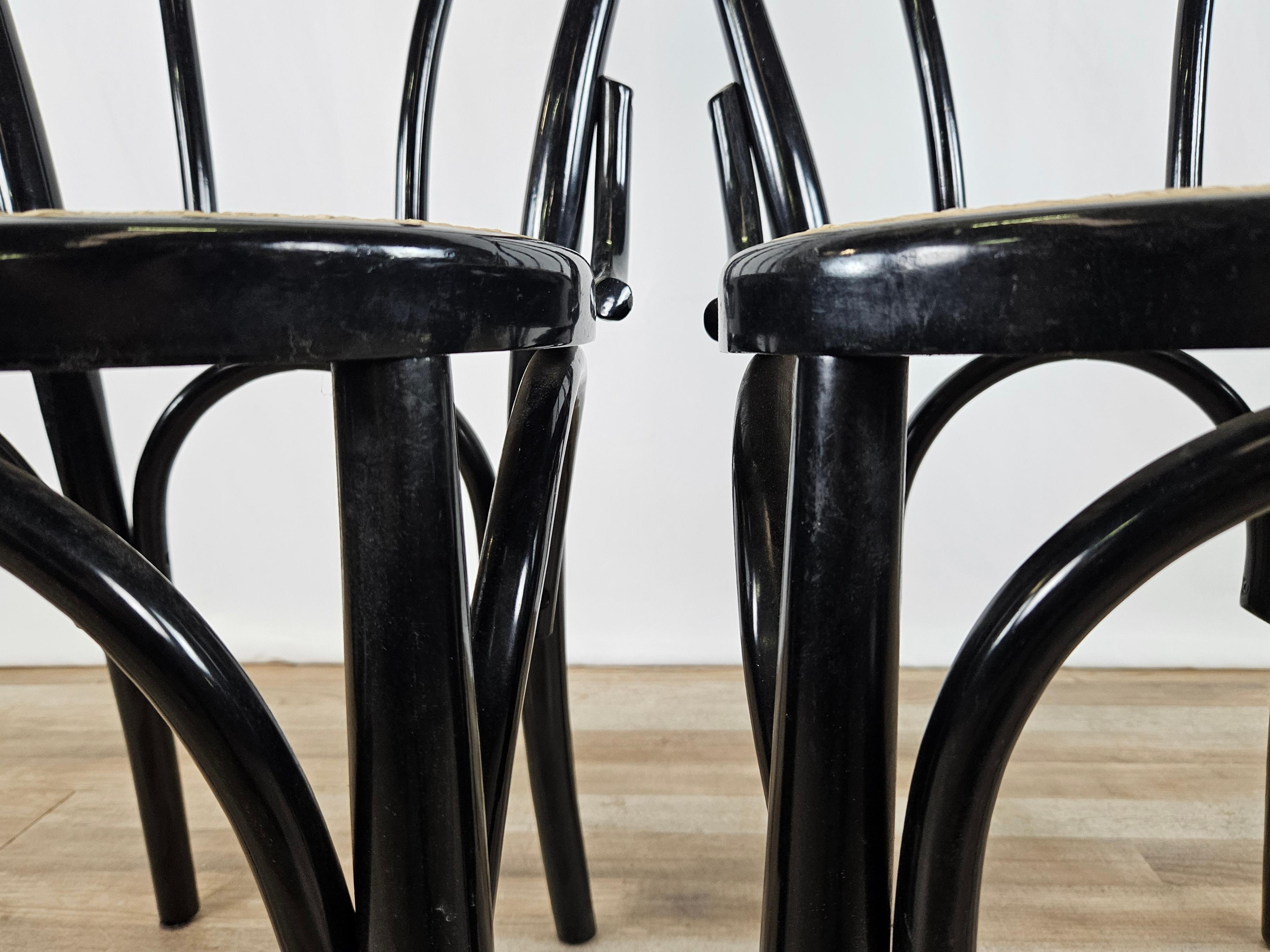 Pair of 1970s wooden chairs with Vienna straw seat 7