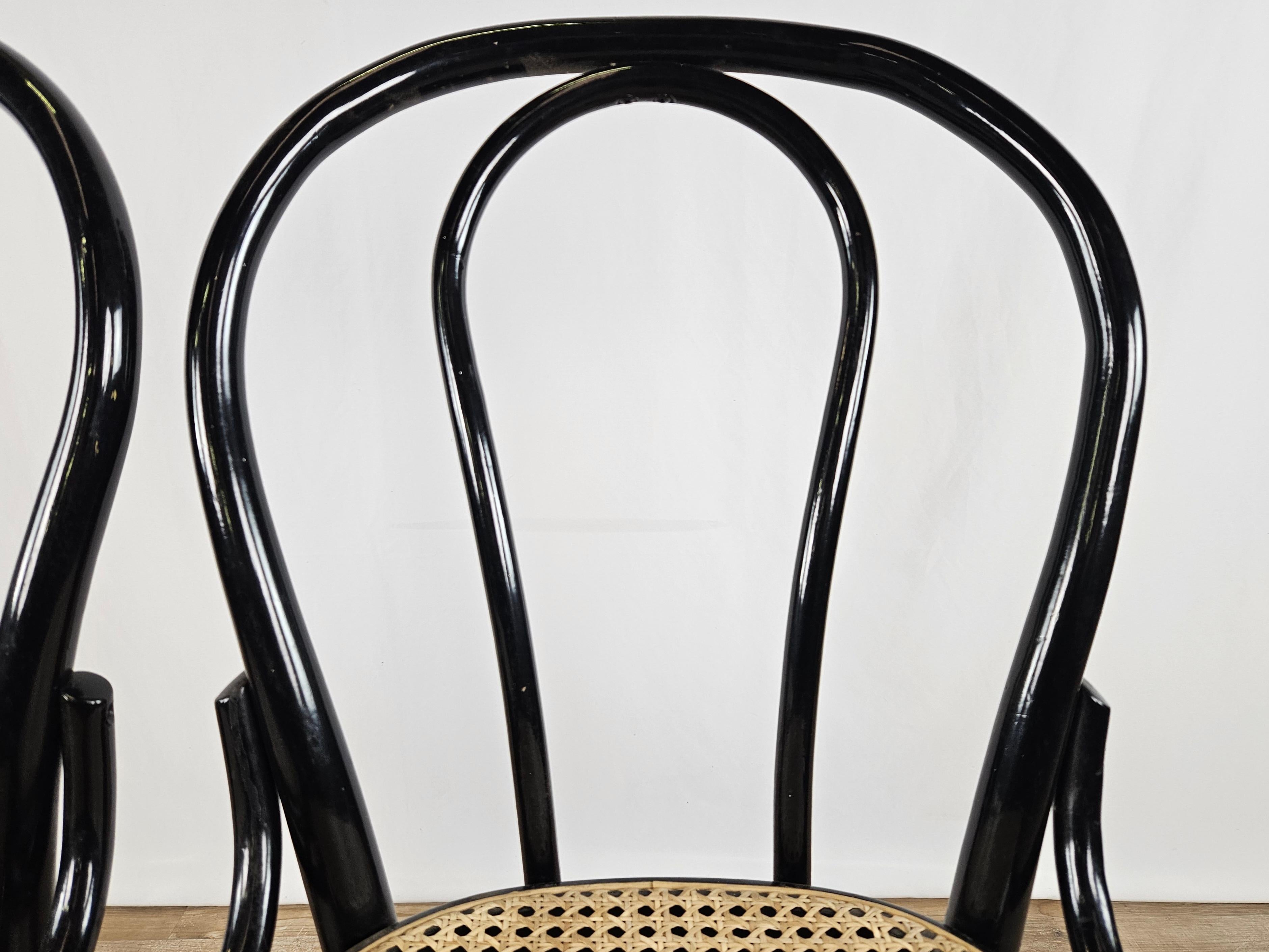 Straw Pair of 1970s wooden chairs with Vienna straw seat