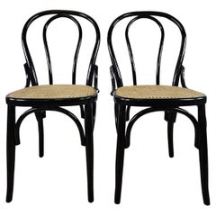 Pair of 1970s wooden chairs with Vienna straw seat