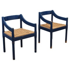 Coppia di Sedie 'Carimate' blu di Vico Magistretti per Cassina Anni 70
