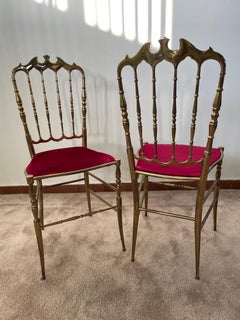 Pair of Chiavarine chairs in brass attributed to Giuseppe Gaetano Descalzi