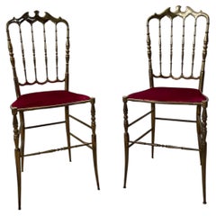 Pair of Chiavarine chairs in brass attributed to Giuseppe Gaetano Descalzi