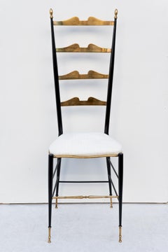 Coppia di Sedie Chiavarine in ottone e metallo, Anni '50