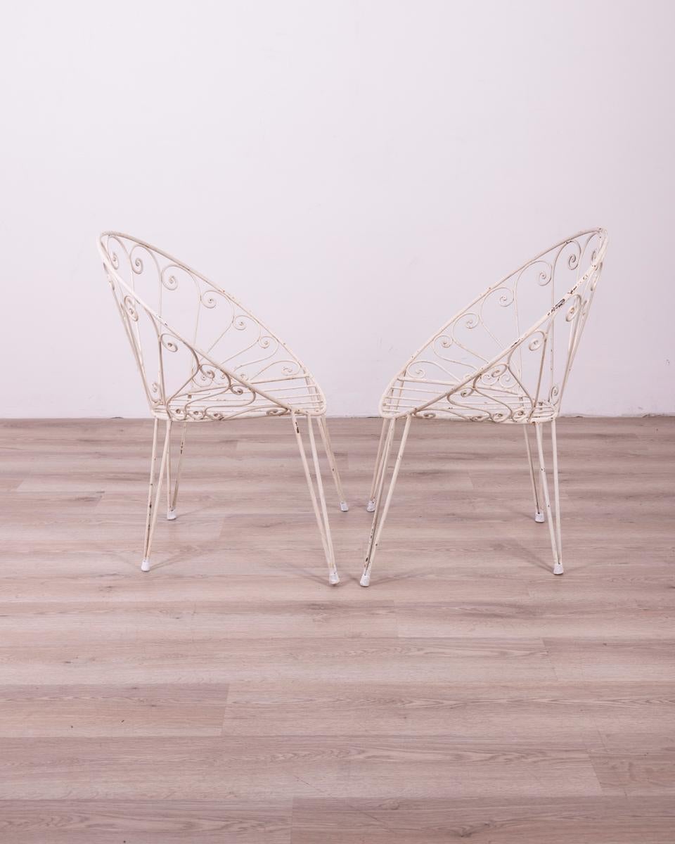 Pair of vintage 1960s metal garden chairs Italian design In Good Condition In None, IT