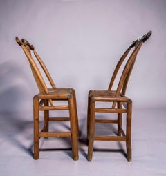 Pair of Decorative Chinese Qing Dynasty Chairs 19th Century High Back