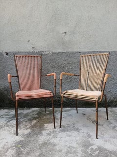 Pair of Italian Mid-Century Bamboo Style Metal Chairs “Doncoc” - 1950s