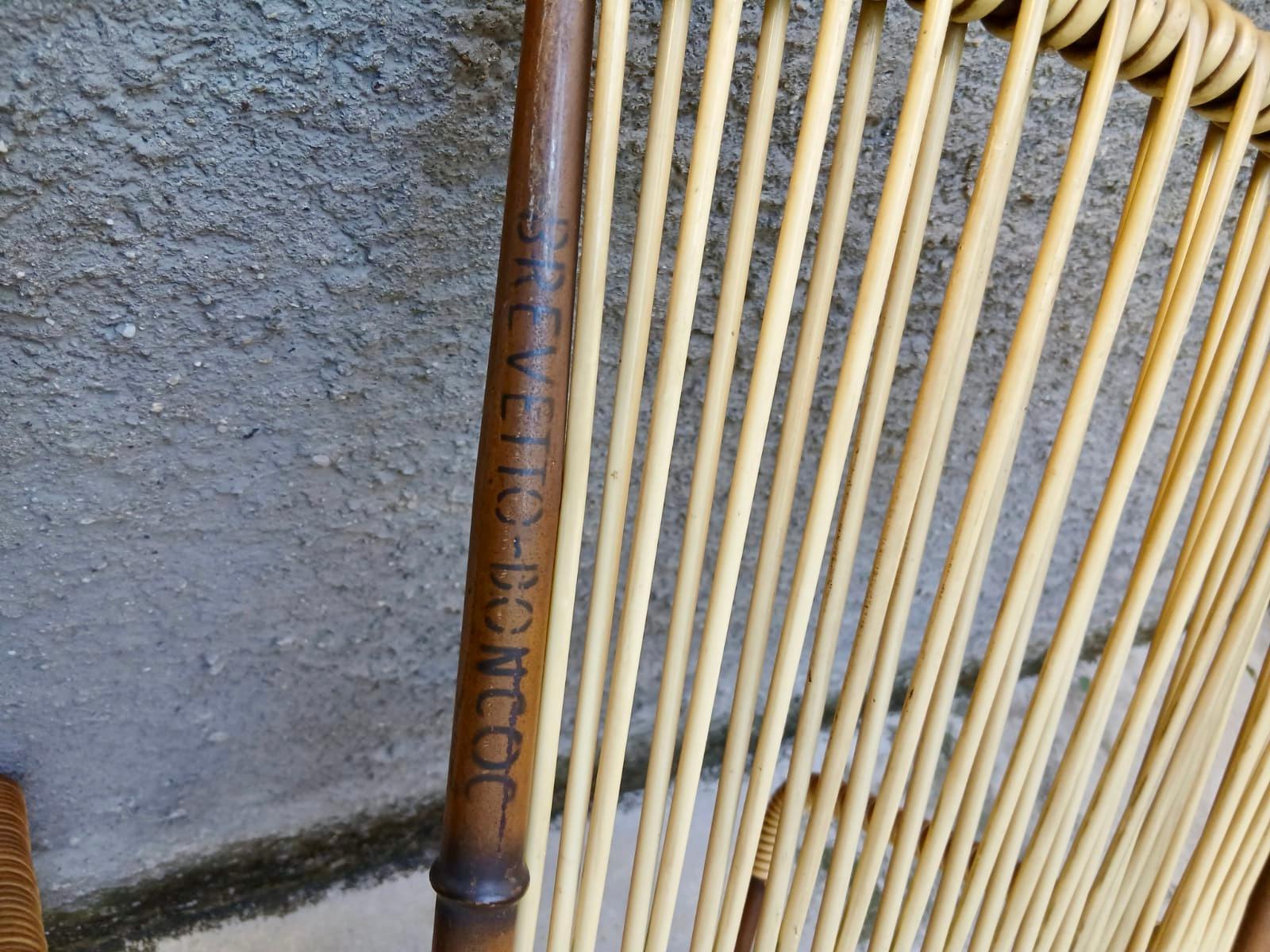 Coppia di Sedie Doncoc Brevettate in Metallo Simil-Bambù - Italia - Anni ’50 in vendita 1