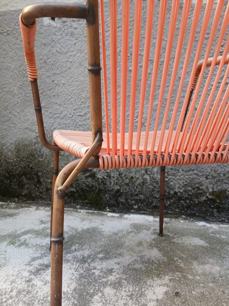 Coppia di Sedie Doncoc Brevettate in Metallo Simil-Bambù - Italia - Anni ’50 in vendita 2