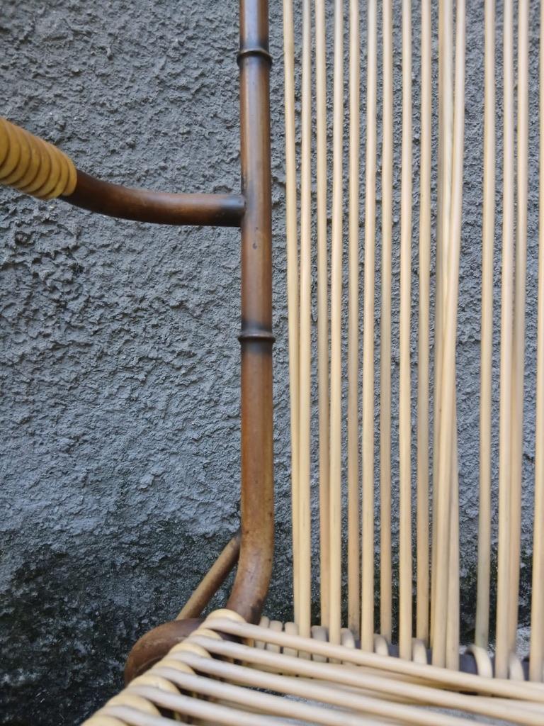 Coppia di Sedie Doncoc Brevettate in Metallo Simil-Bambù - Italia - Anni ’50 in vendita 3