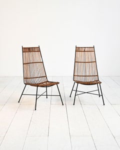 Pair of bamboo and metal chairs, 1960s
